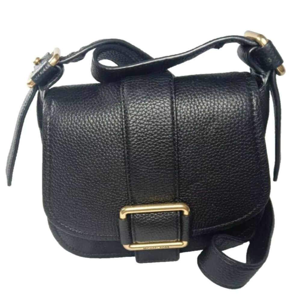 Michael Kors Maxine Pebbled Saddle bag - Black Leather - Picture 3 of 10